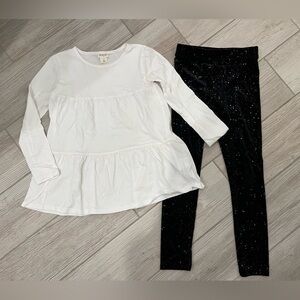 Crewcuts Size S White Long Sleeve Shirt and Sparkle Pants